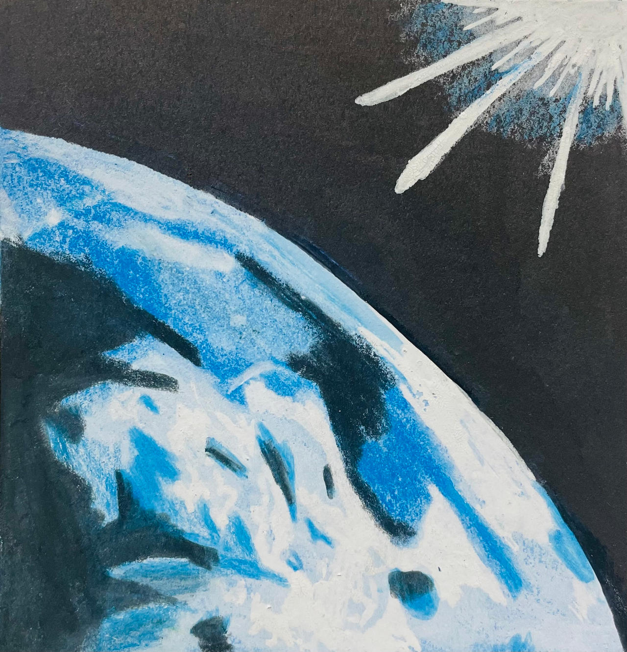 Earth from space drawing colored by pencil